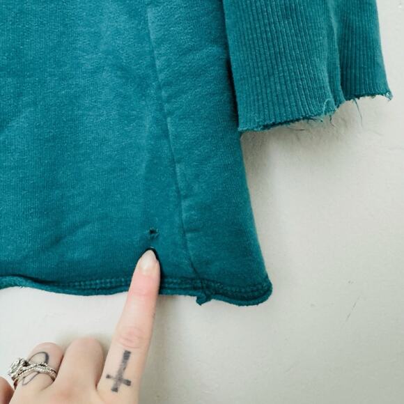 Eco-ganik Blue Deep V Pullover Sweater Women’s Size S - Picture 8 of 9